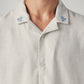 Men's Embroidered Relaxed Fit Resort Collar Linen Shirt - Detail View