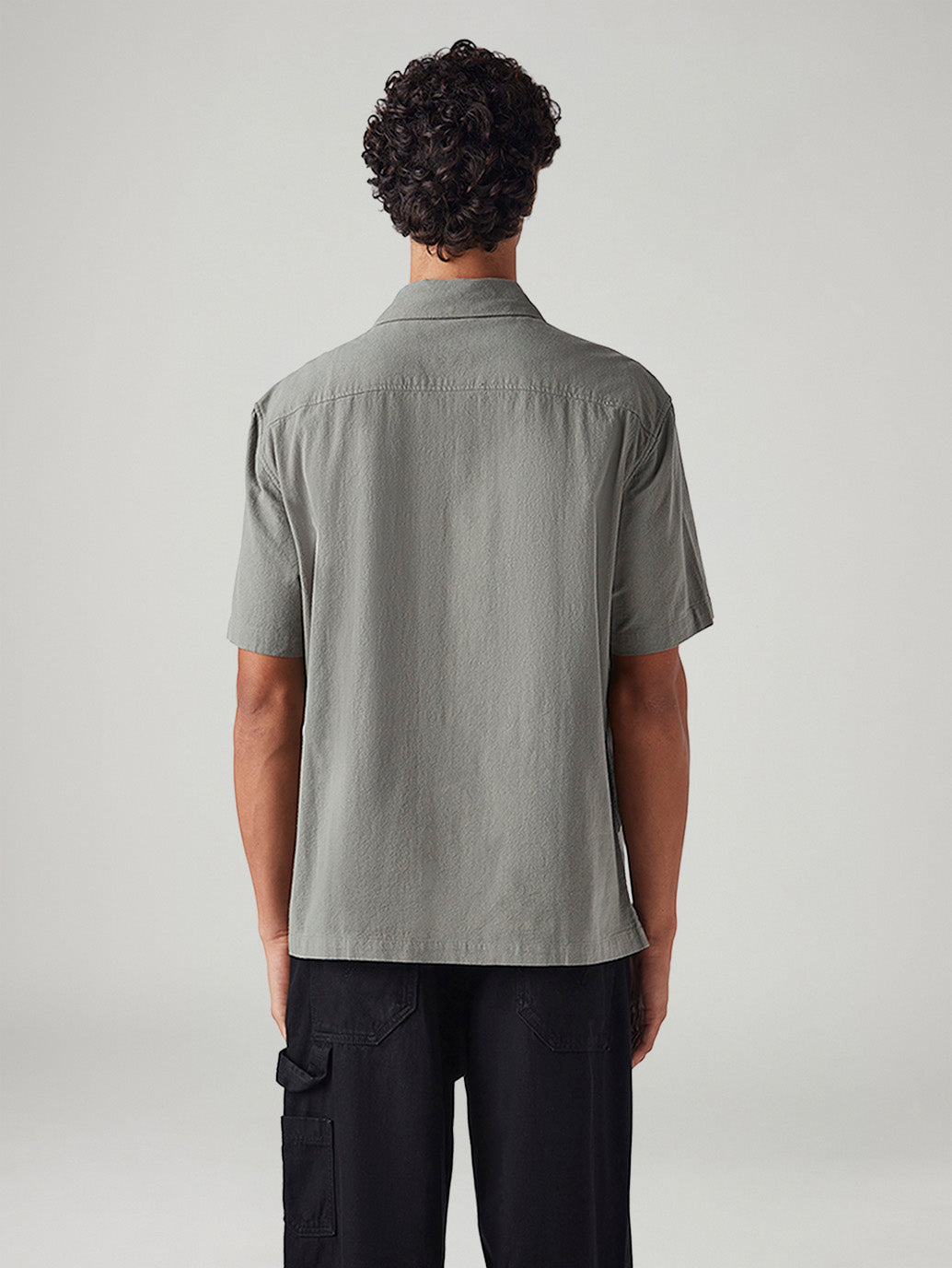 Men's Embroidered Relaxed Fit Resort Collar Shirt - Back View