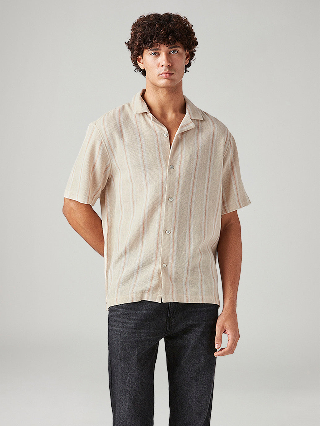 Men's Striped Relaxed Fit Textured Shirt