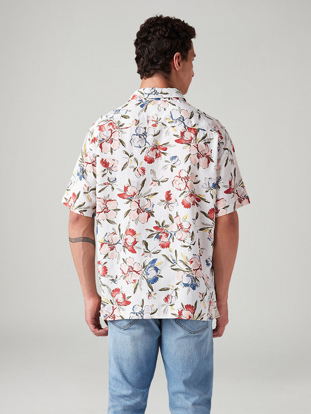Men's Floral Relaxed Fit Shirt - Back View