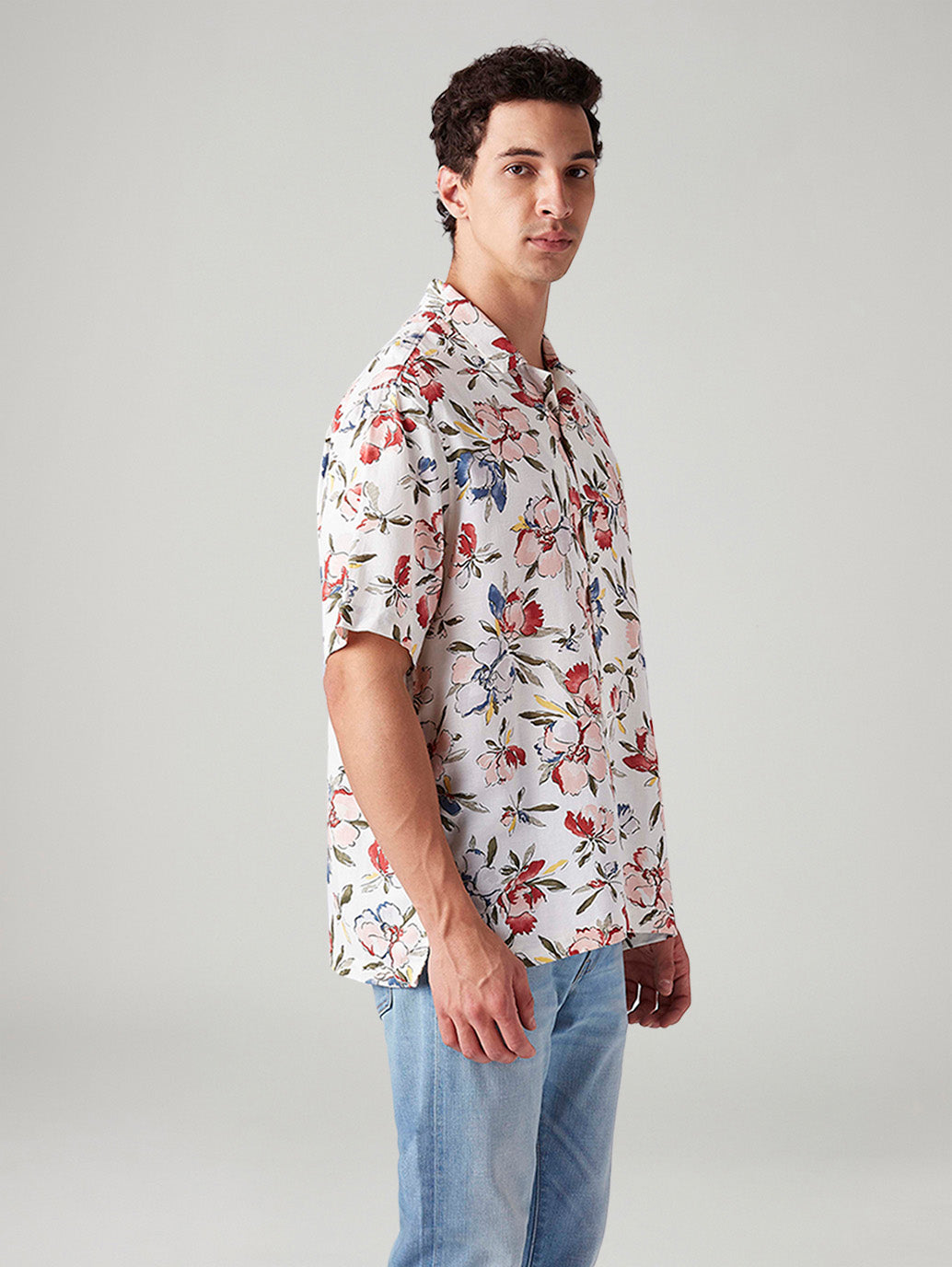 Men's Floral Relaxed Fit Shirt - Side View