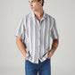 Men's Striped Relaxed Fit Linen Camp Shirt - Styleshot View