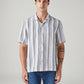 Men's Striped Relaxed Fit Linen Camp Shirt - Front View