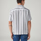 Men's Striped Relaxed Fit Linen Camp Shirt - Back View