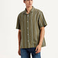 Men's Striped Olive Relaxed Fit Camp Shirt - Styleshot View