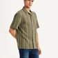 Men's Striped Olive Relaxed Fit Camp Shirt - Side View
