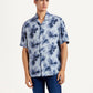 Men's Floral Light Blue Relaxed Fit Camp Shirt - Front View