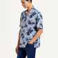 Men's Floral Light Blue Relaxed Fit Camp Shirt - Side View