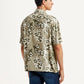 Men's Floral Beige Relaxed Fit Camp Shirt - Back View