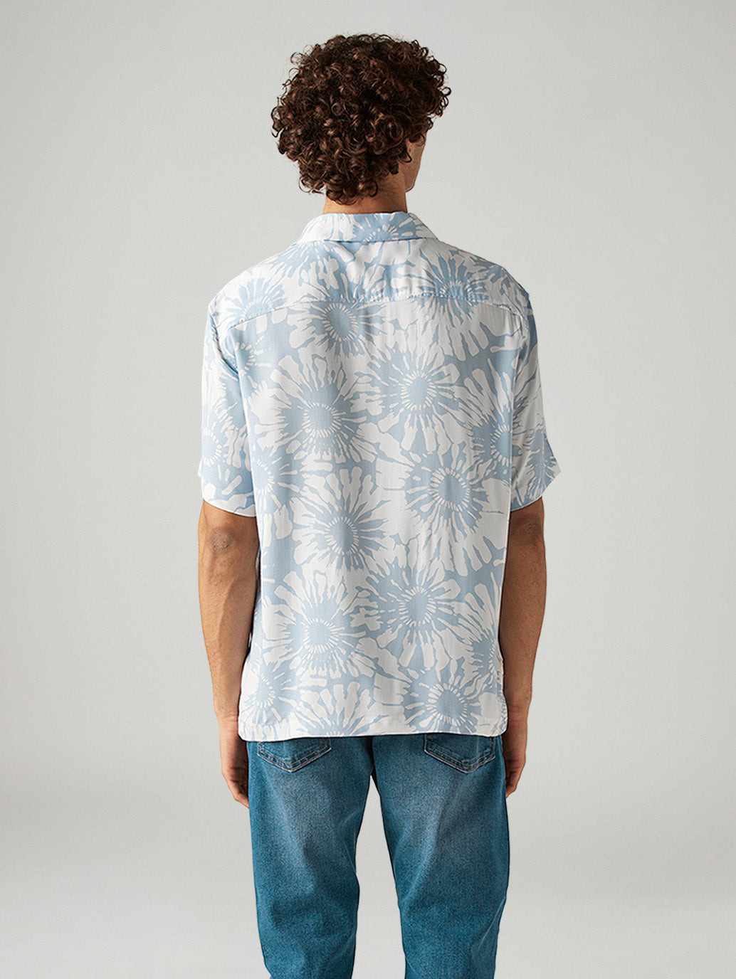 Men's Floral Relaxed Fit Resort Collar Shirt - Back View