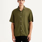 Men's Solid Olive Relaxed Fit Camp Shirt - Front View
