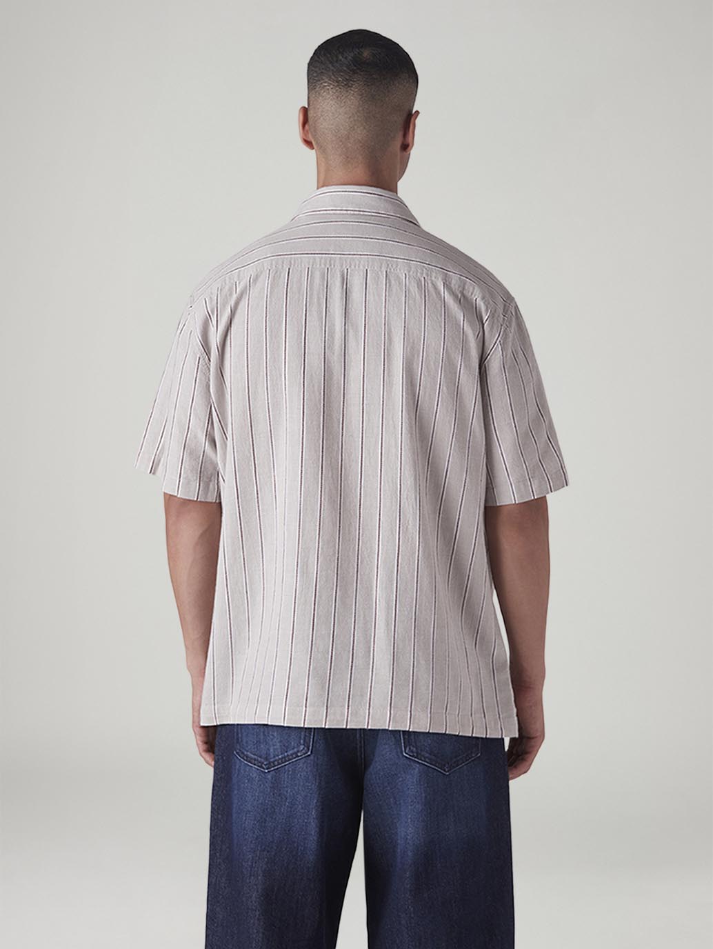 Men's Striped Relaxed Fit Dobby Shirt - Back View