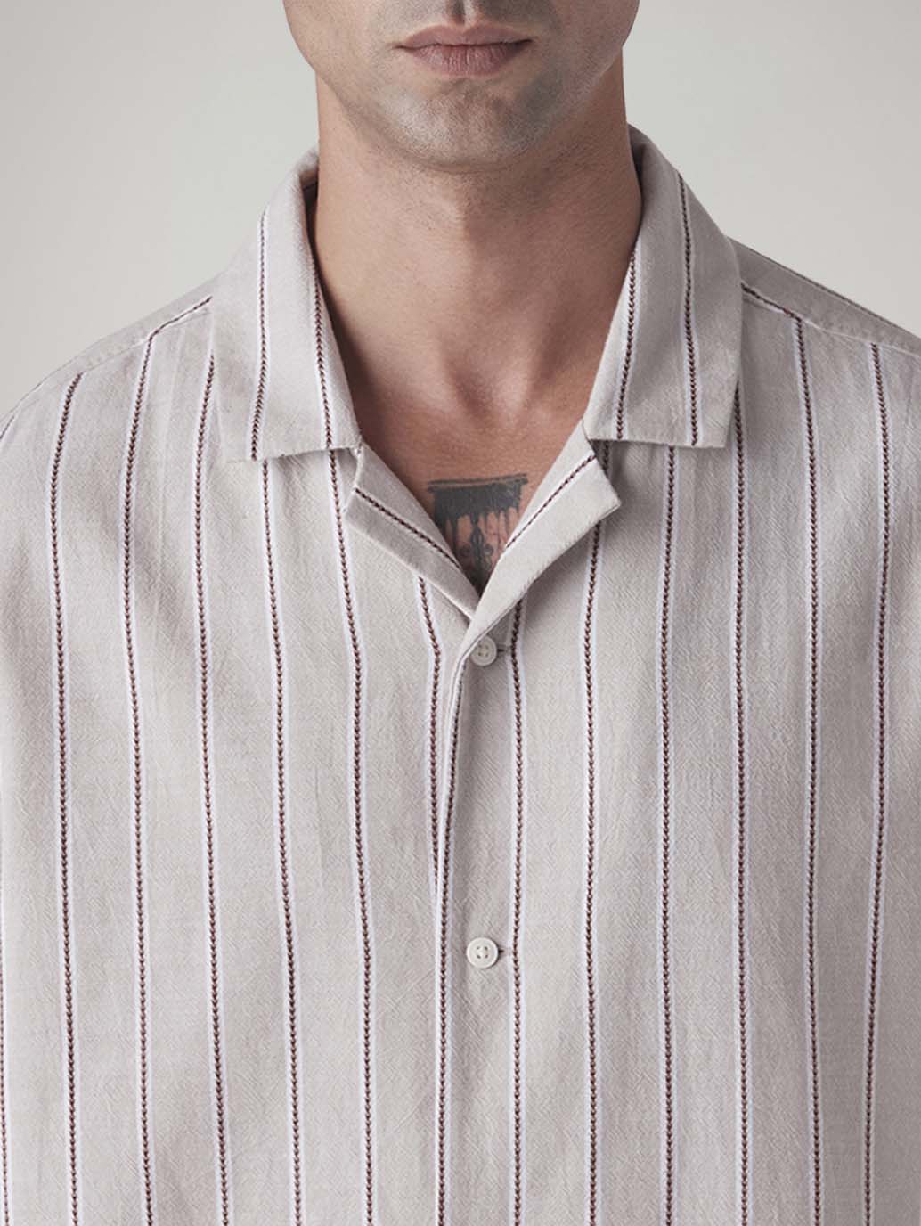 Men's Striped Relaxed Fit Dobby Shirt - Detail View