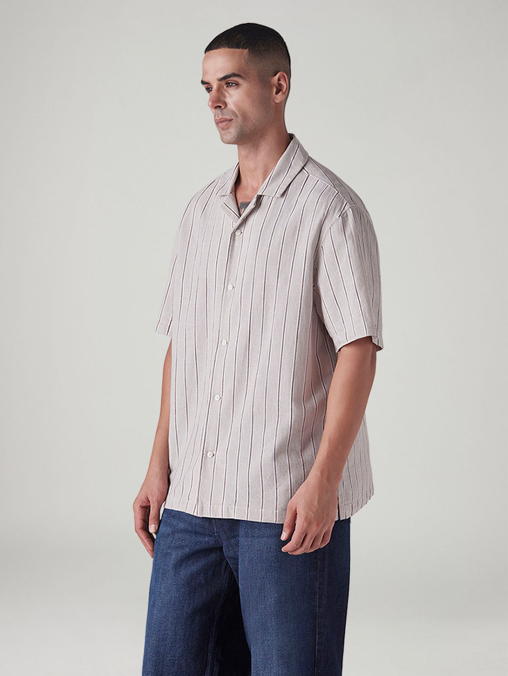 Men's Striped Relaxed Fit Dobby Shirt - Side View