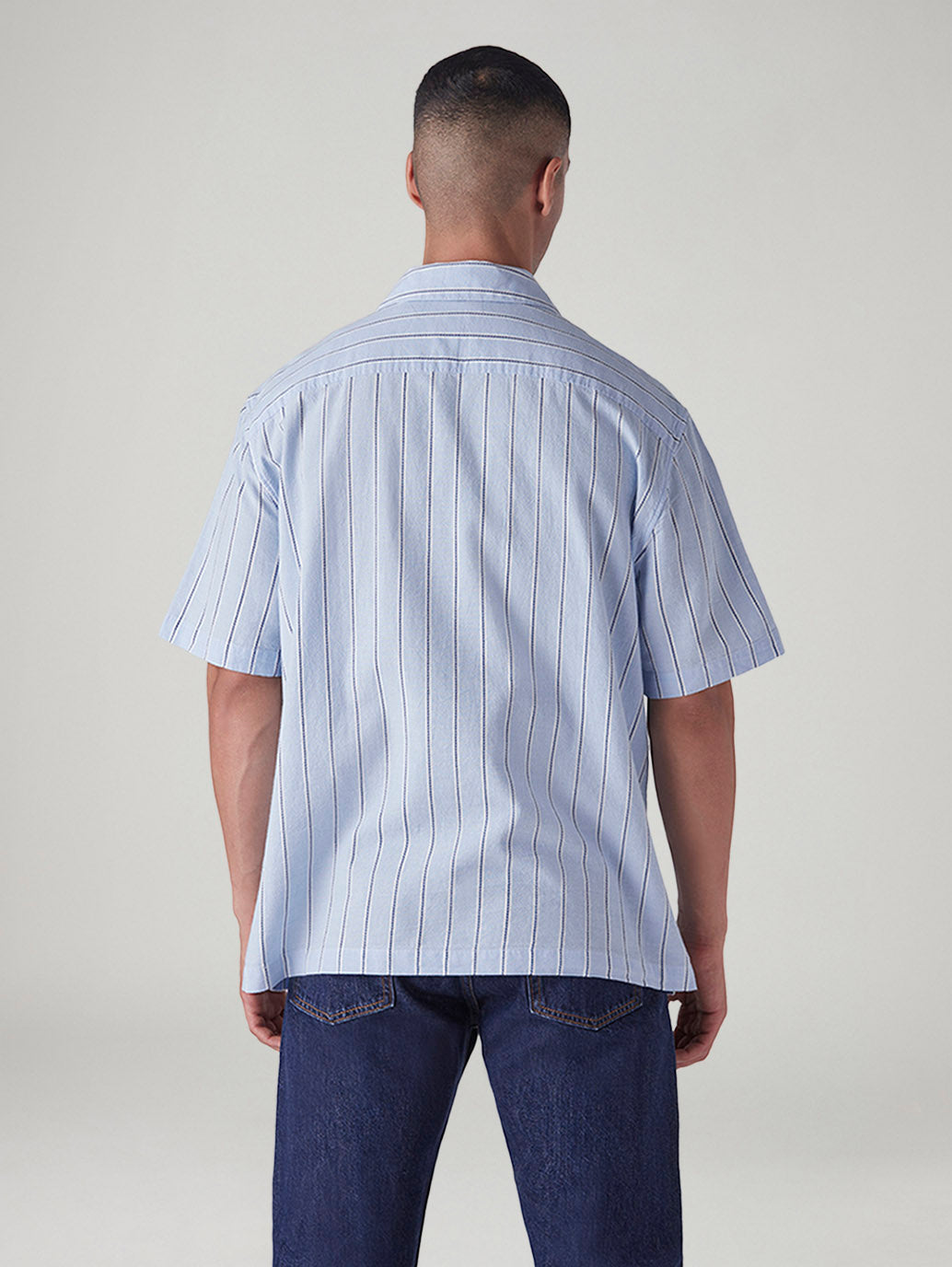 Men's Striped Relaxed Fit Dobby Shirt - Back View