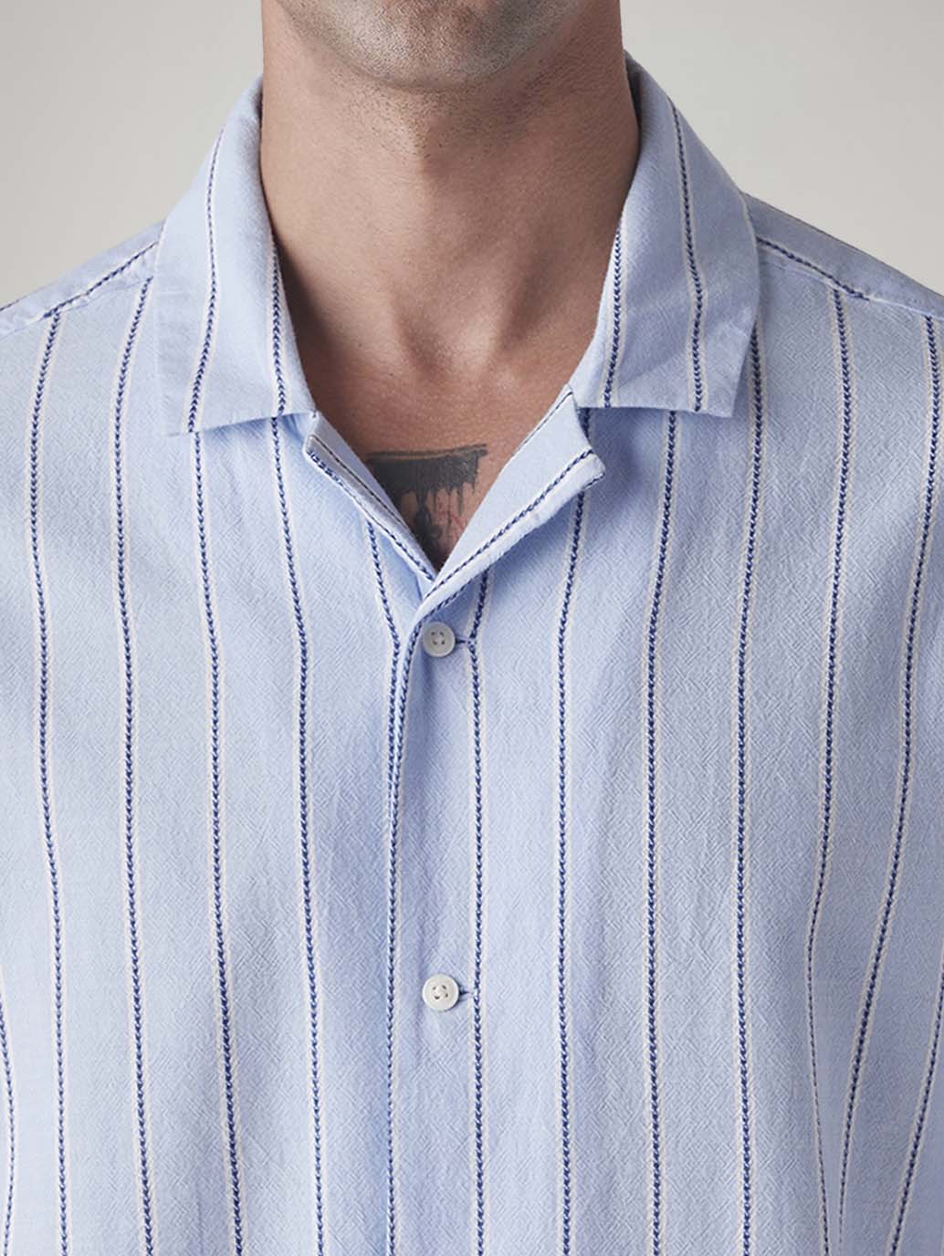Men's Striped Relaxed Fit Dobby Shirt - Detail View