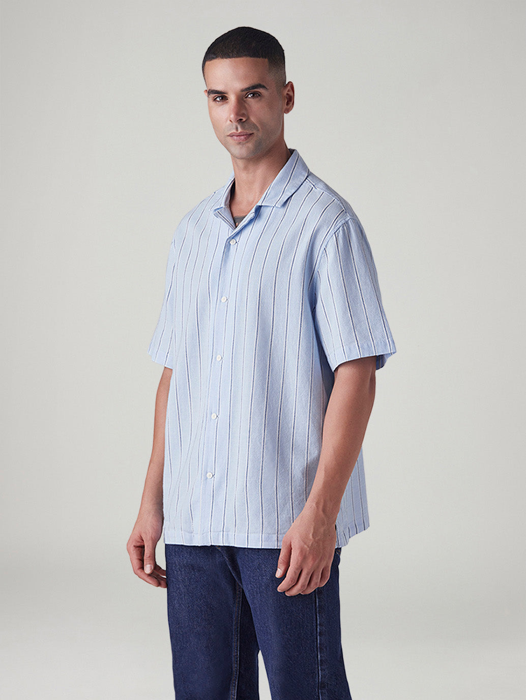 Men's Striped Relaxed Fit Dobby Shirt - Side View
