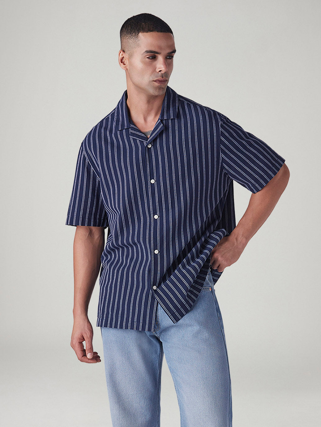 Men's Striped Relaxed Fit Dobby Shirt