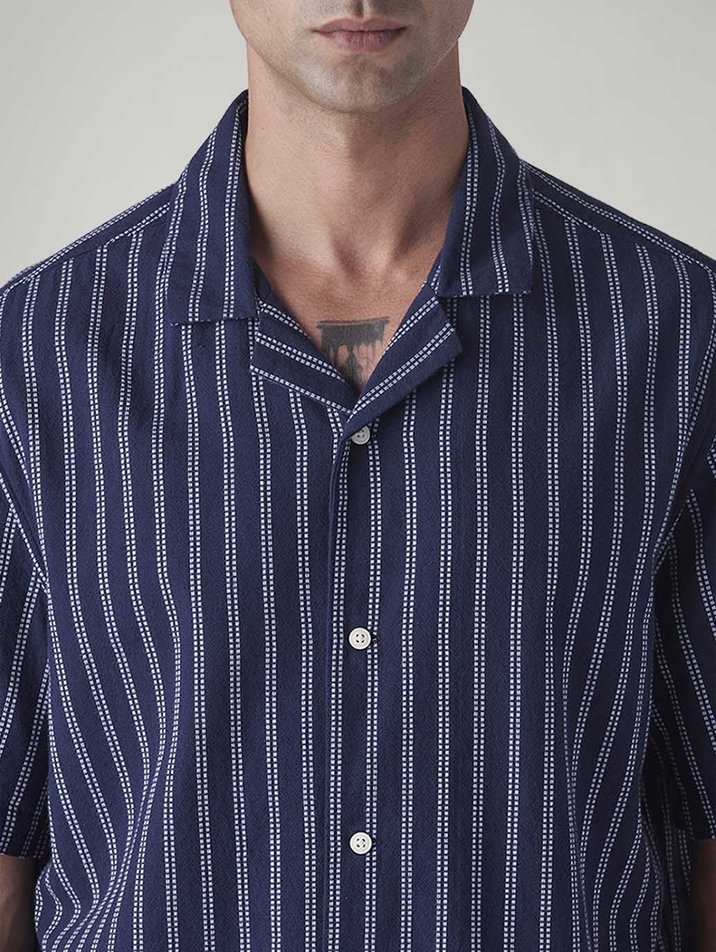 Men's Striped Relaxed Fit Dobby Shirt - 20 View