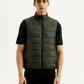 Men's Solid Green puffer Jacket - Front View