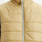 Men's Solid Beige Puffer Jacket - Detail View