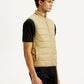 Men's Solid Beige Puffer Jacket - Side View