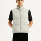 Men's Solid Grey Puffer Jacket - Front View