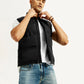 Men's Solid Black Puffer Jacket - Elevated View