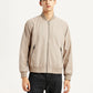 Men's Solid Beige Bomber Jacket - Front View