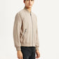 Men's Solid Beige Bomber Jacket - Side View
