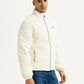 Men's Solid Cream Puffer Jacket - Side View