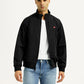 Men's Solid Black Bomber Jacket - Styleshot View