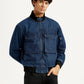 Men's Colorblock Dark Blue Denim Jacket - Front View