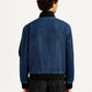 Men's Colorblock Dark Blue Denim Jacket - Back View