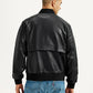 Men's Solid Black Bomber Jacket - Back View