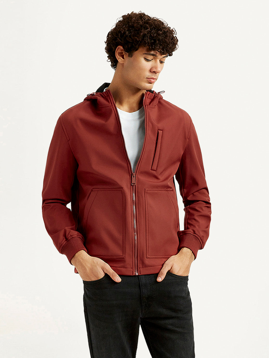 Men's Solid Rust Windcheater Jacket