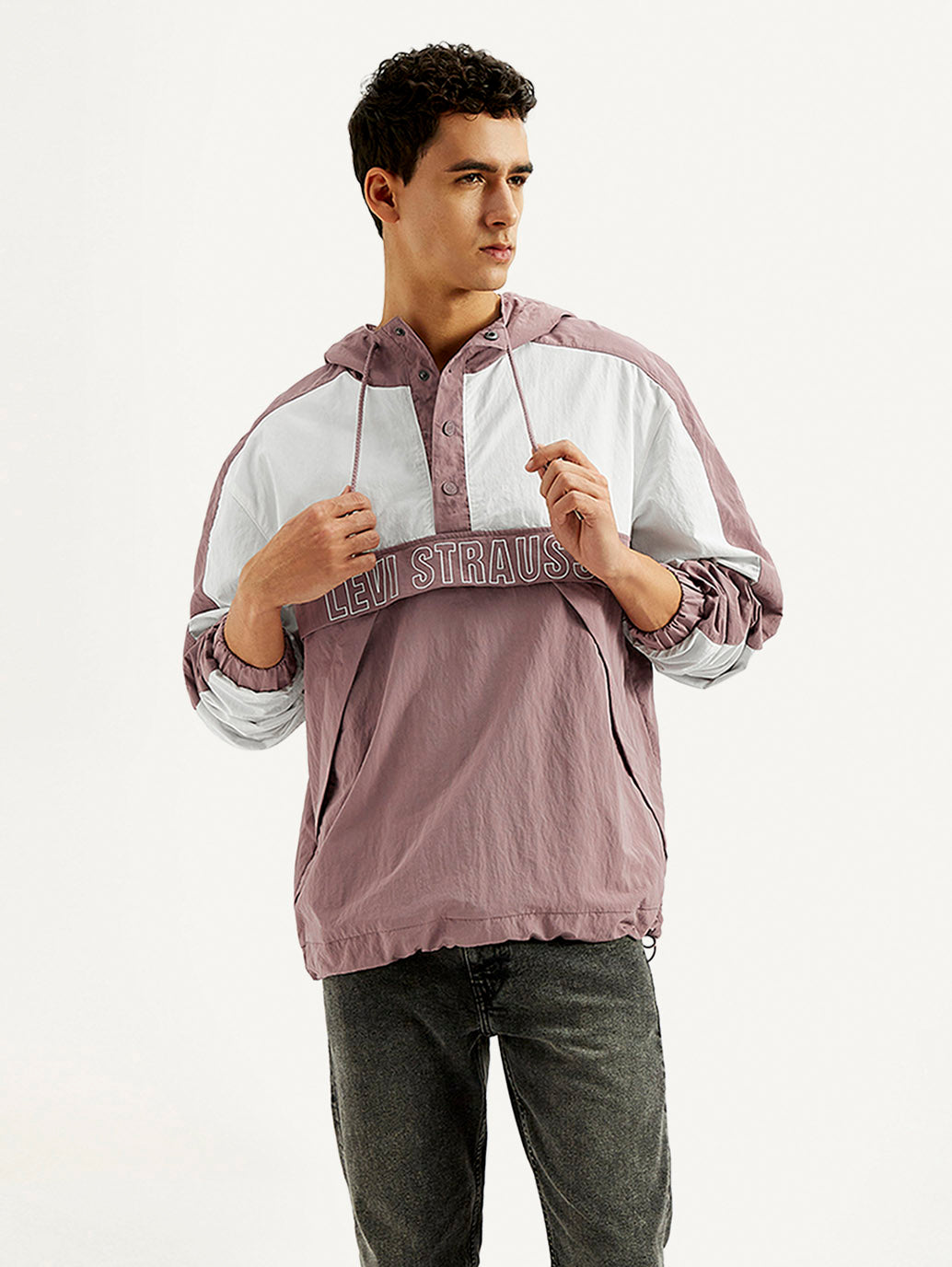 Men's Colorblock Mauve Windcheater Jacket - Styleshot View