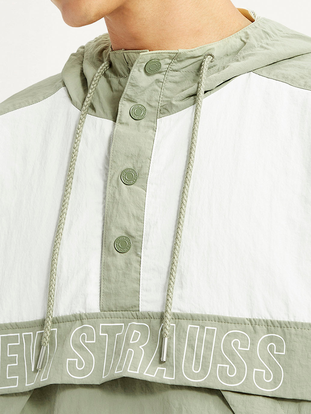 Men's Colorblock Green Windcheater Jacket - Detail View