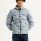 Men's Quilted Light Blue Puffer Jacket - Front View