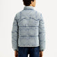Men's Quilted Light Blue Puffer Jacket - Back View