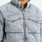 Men's Quilted Light Blue Puffer Jacket - Detail View