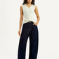 Women's Dark Blue Barrel Loose Fit Mid Rise Jeans - Styleshot View