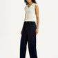 Women's Dark Blue Barrel Loose Fit Mid Rise Jeans - Side View