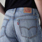 Women's Med Indigo Baggy Dad Barrel Loose Fit Mid Rise Jeans - 20 View