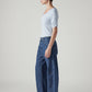 Women's Med Indigo Baggy Dad Barrel Loose Fit Mid Rise Jeans - Side View