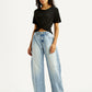 Women's Light Indigo Baggy Dad Barrel Fit High Rise Jeans - Styleshot View