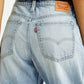 Women's Light Indigo Baggy Dad Barrel Fit High Rise Jeans - Detail View