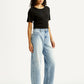 Women's Light Indigo Baggy Dad Barrel Fit High Rise Jeans - Side View