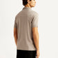Men's Solid Beige Slim Fit Polo T-shirt - Back View