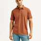 Men's Solid Rust Slim Fit Polo T-shirt - Front View